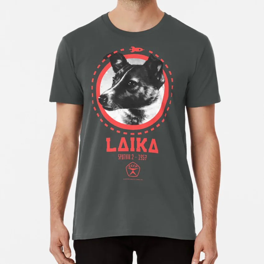 Футболка Laika Sputnik Лайка спутник cccp урсс собака космос космонат астронавт|Мужские
