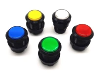 12 pcs of momentary small size black body with colorful center lighted illuminated push button with 2 pin microswitch