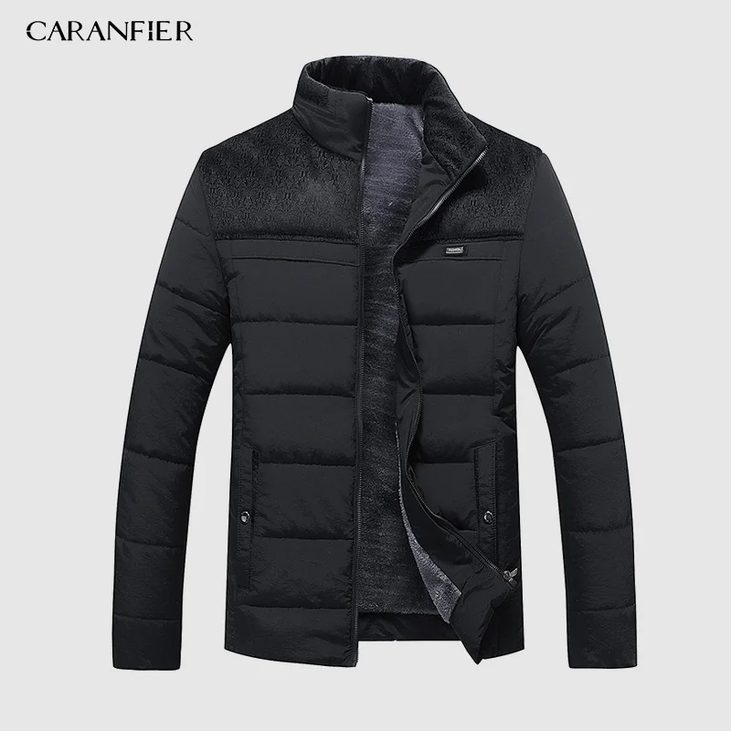 CARANFIER теплая толстая зимняя куртка мужская одежда Повседневная стоячий воротник высокое качество модное Брендовое зимнее пальто Мужская парка верхняя одежда - Цвет: 88 Black