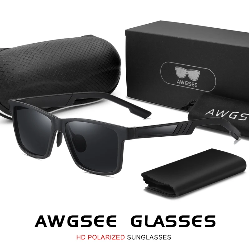 

AWGSEE TR90 Polarized Sunglasses Men Women Classic Square Driving Sunglass Male Shades Glasses UV Protection Lens With Package