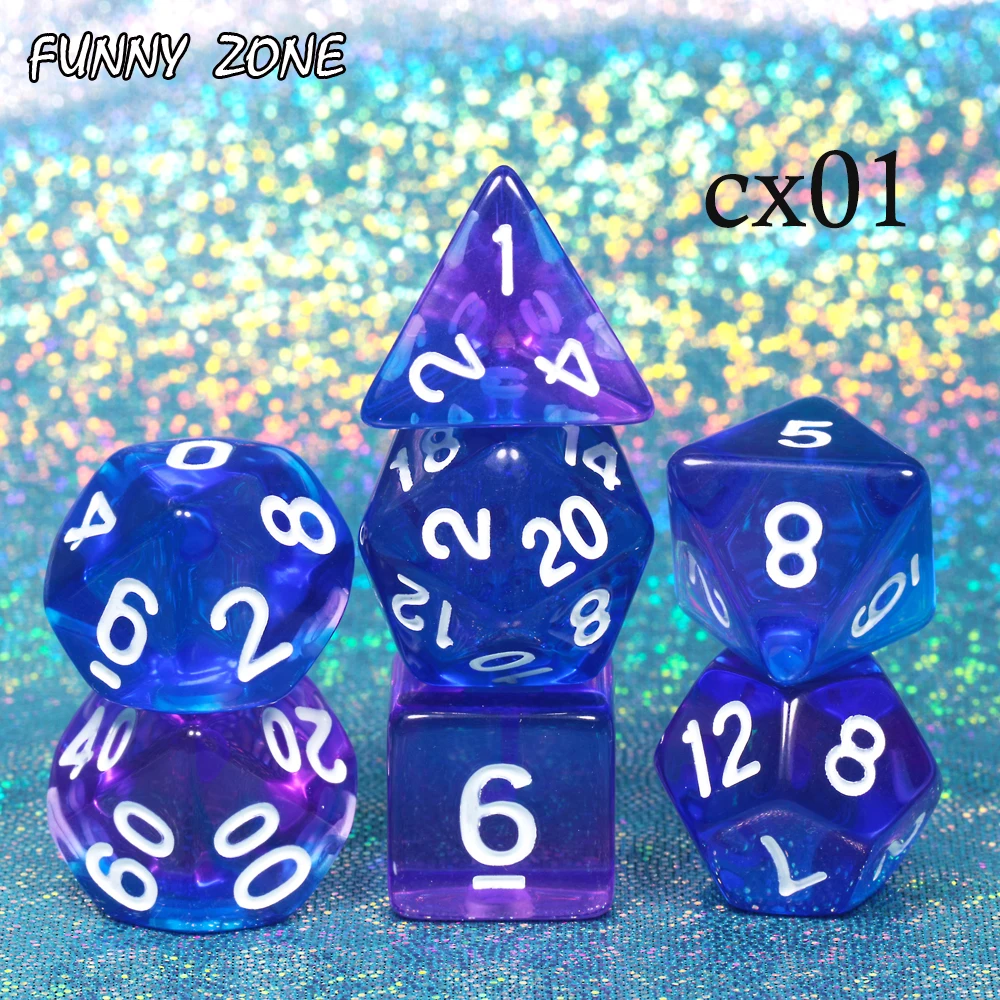 7 шт. многогранные прозрачные/полупрозрачные белые игральные кости|Кубики| |