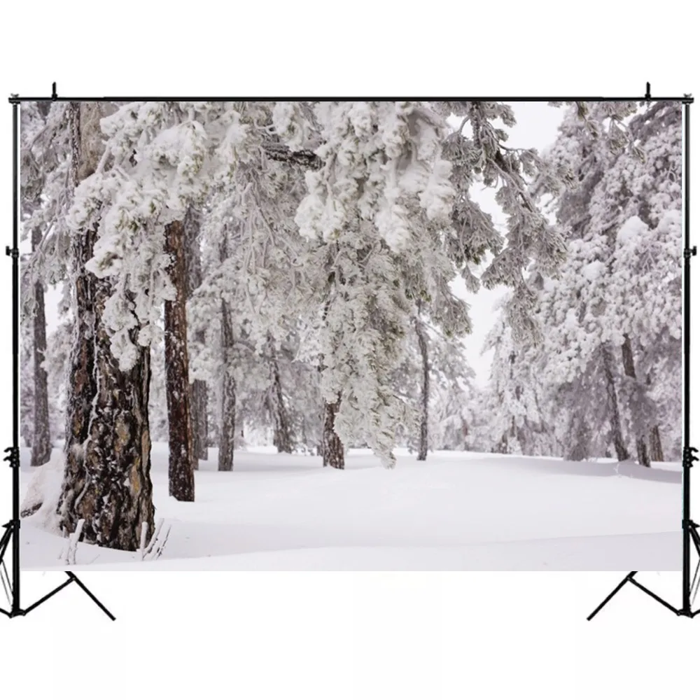 Laeacco зимние фоны для фотосъемки ЛЕС ДЕРЕВЬЯ снег виниловые фотофоны семейного
