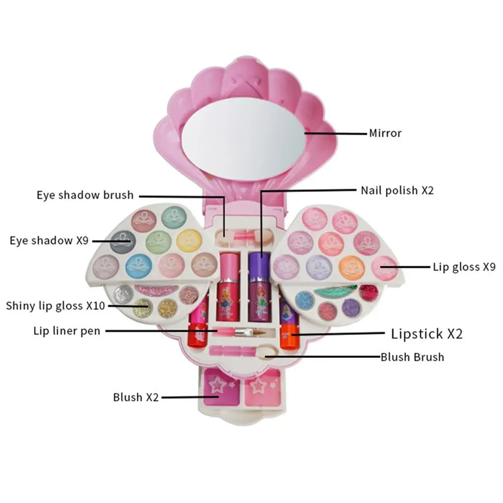 

Kids Makeup Kit Washable Pretend Play Toys Baby Cosmetics Set For Toddler Gifts Girl Pink Cute Makeup Box Toys Gifts For Girls
