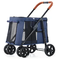 pet cat stroller newborn baby stroller breathable large capacity cat dog suitcase cart four wheel folding transport vehicle