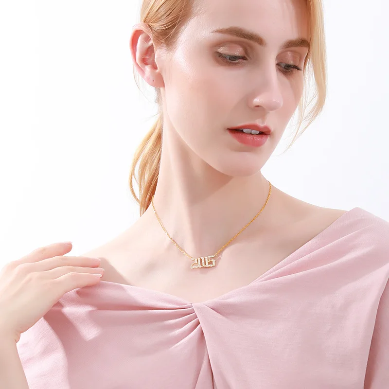 Zircon Birth Pendant Necklace For Women Crystal 1995 1996 1997 Year Number Gold Chain Birthday Gift from 1985-2020 BFF | Украшения и