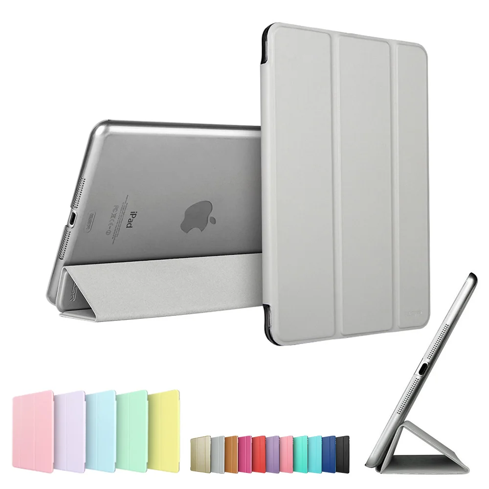 Silver Grey Чехол для iPad Mini 3 2 1, ESR из искусственной кожи, силиконовый мягкий чехол, трехслойная подставка, Авто Режим сна/Пробуждение, умный чехол для iPad Mini 2, чехол - Цвет: Silver Grey