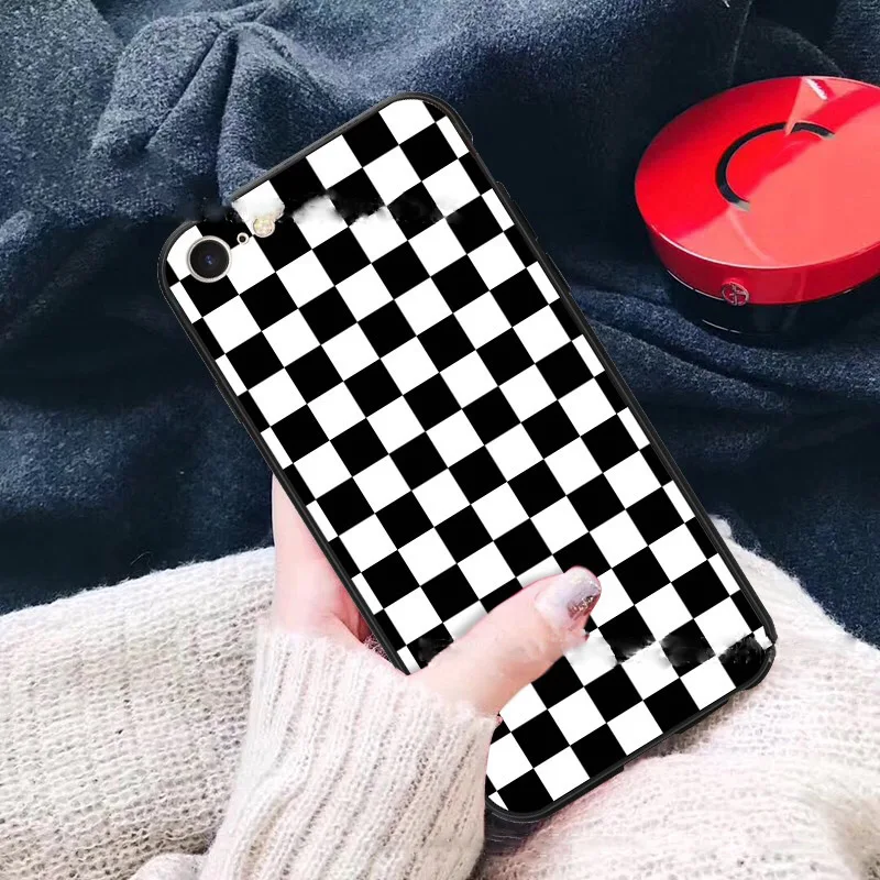 Черный чехол для телефона из ТПУ в клетку iPhone 8 7 6 S Plus 5 5S SE XR X XS MAX чехол| |