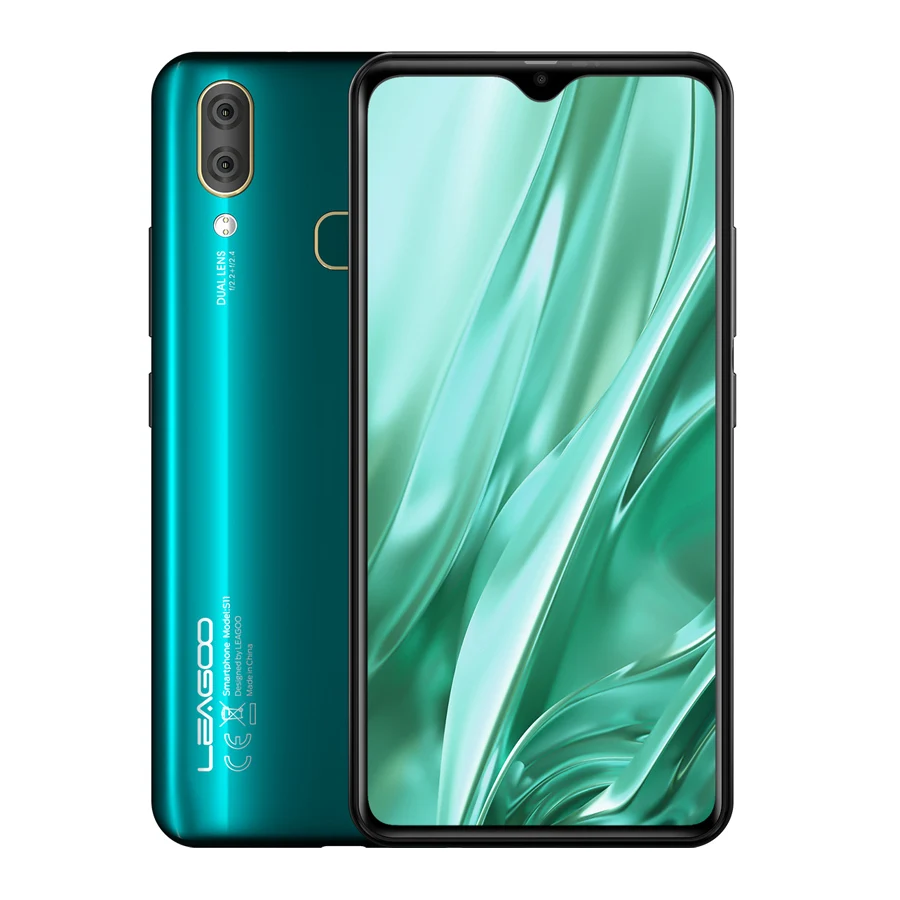 Green LEAGOO S11, 4 ГБ, 64 ГБ, Android 9,0, 6,3 дюйма, дисплей в виде капли воды, смартфон Helio P22, четыре ядра, 13 МП, двойная камера, отпечаток пальца, мобильный телефон - Цвет: Green