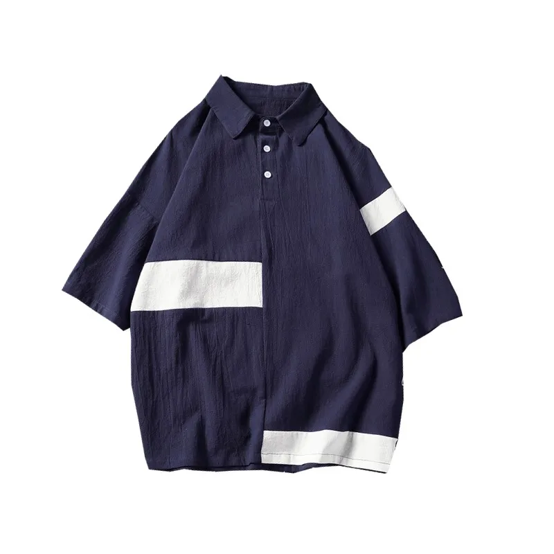 Мужская рубашка поло лето 2019 новейший Повседневный японский стиль свободная