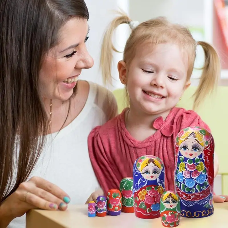 Русские куклы, Матрешка, деревянные классические цветные цветы, ручная работа, Матрешка, ручная краска, игрушки для детей, рождественские подарки
