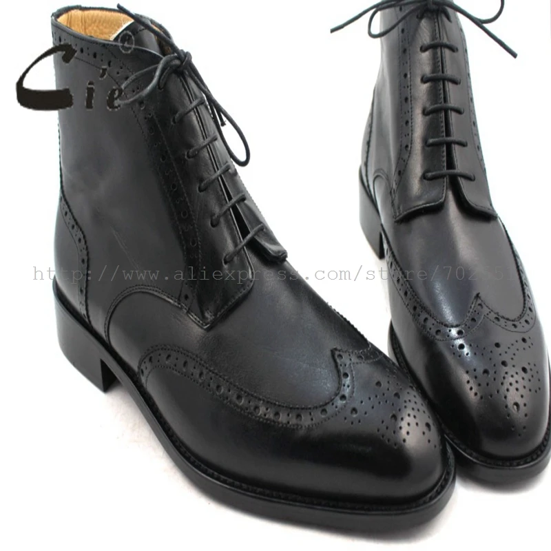 Cie кожаные мужские ботинки ручной работы из зернистой телячьей кожи шерстяные