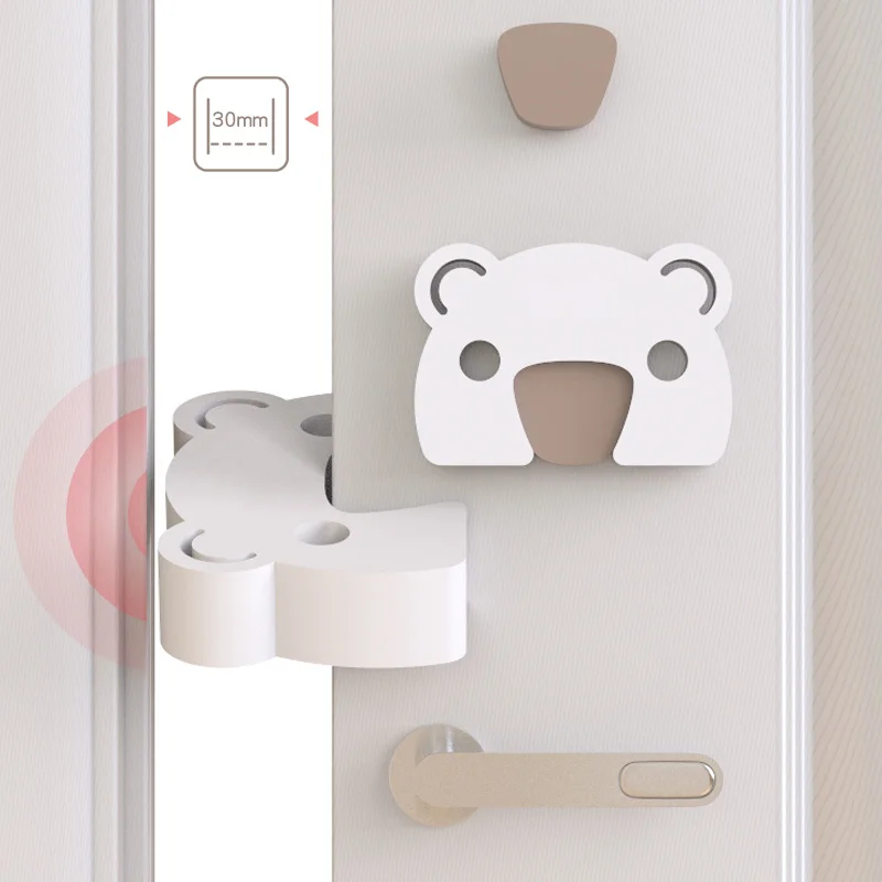 Tope de puerta de seguridad para beb&eacute;s, bloque de puerta gruesa blanca, antipellizco, protecci&oacute;n segura para ni&ntilde;os, Tope de puerta de seguridad con dibujos de animales-2