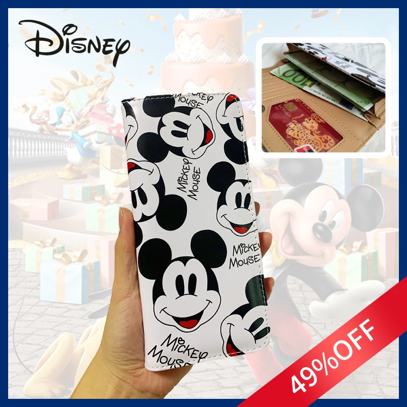 

Disney New Cute Mickey Mouse Wallet Long Ladies Wallet PU Coin Purse Cartoon Luxury Folding Magnetic Buckle Student Wallet