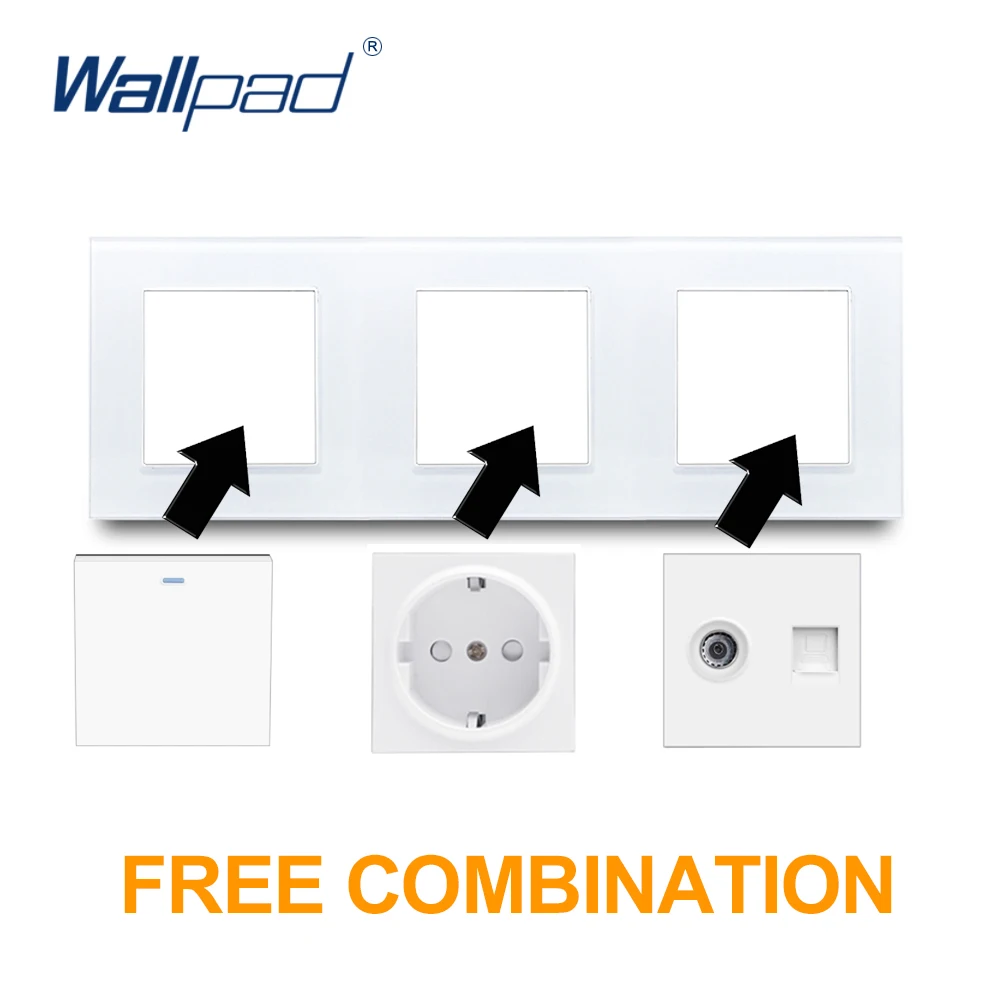 

Double EU Socket with USB Wallpad Crystal White Glass Panel 16A AC 90V-265V 2.4A USB Charging Output