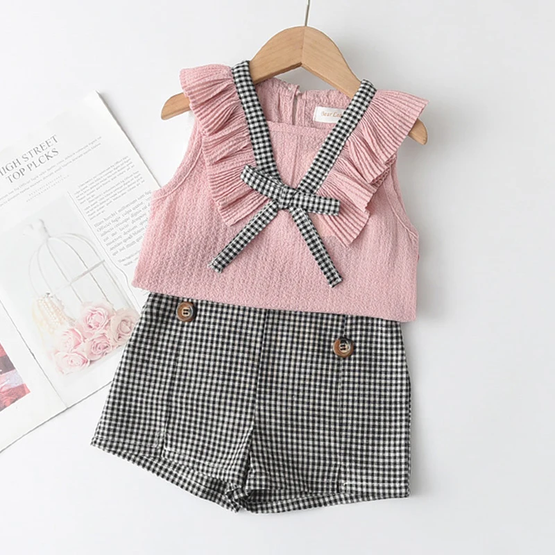 

Keelorn Girls Clothing Sets 2022 Brand Summer Fashion Chiffon short sleeve T-shirt + shorts Infant girls outfits kids clothes