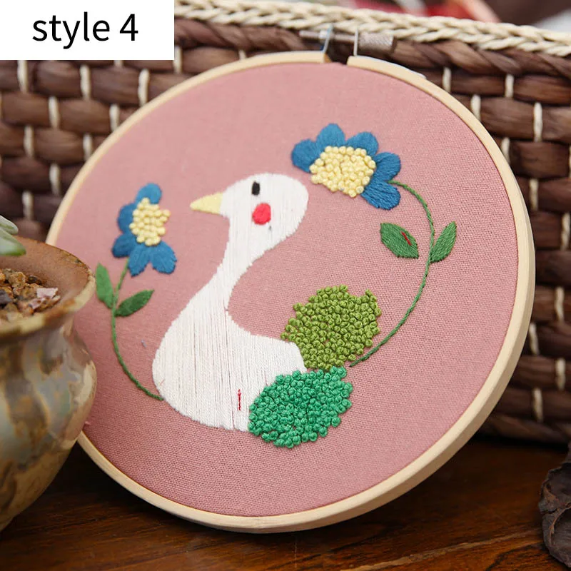 style 4 Подвесные картины 15*15 см вышивка DIY ручной работы комплект милый мультфильм животное для начинающих рукоделие материал посылка - Цвет: style 4