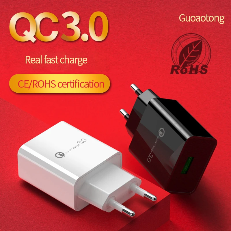 3а QC3.0 одно зарядное устройство USB EU вилка Мобильный телефон для путешествий iPhone