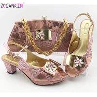 pink fashionable african sandals and bag set nigerian shoes with matching bags comfortable heels for royal wedding party