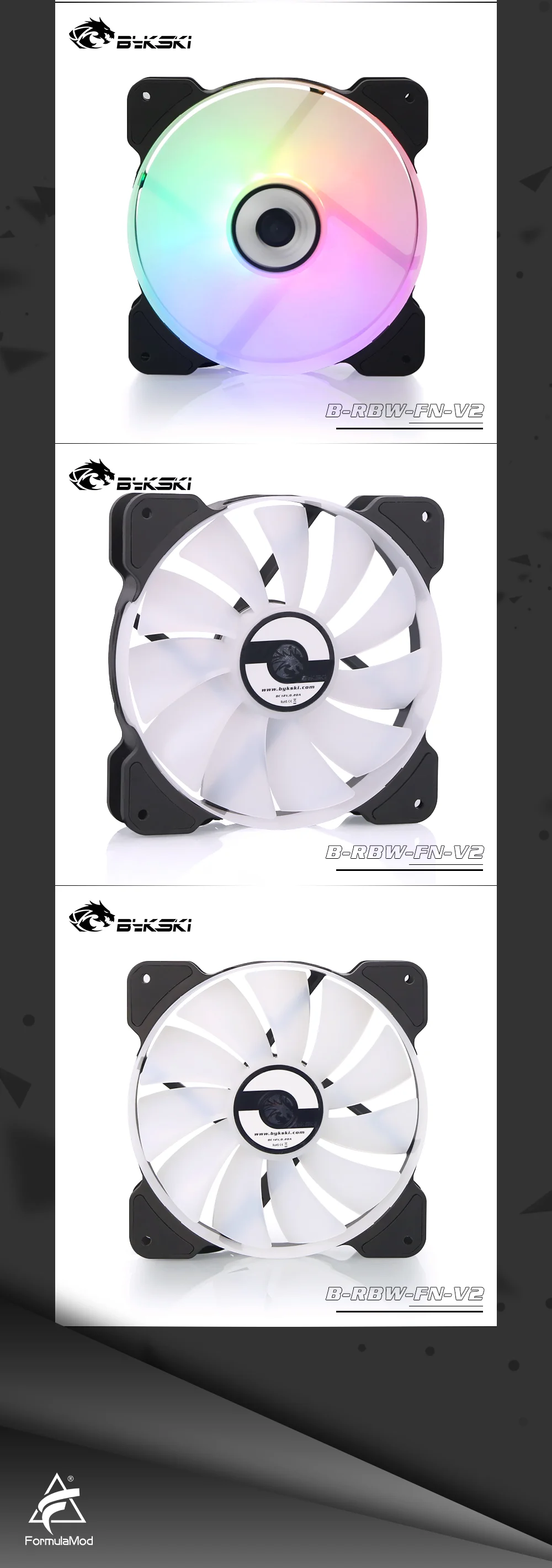 Bykski B-APRBW-FN-V2/B-RBW-FN-V2, RBW 120mm Constant Cooling Fan / Cooler, Compatible With 120/240/360/480mm Radiators