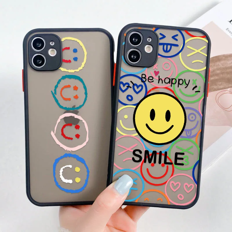 

Smile Case For Iphone 11 Case Anti-drop Case 12 Pro Max XR 7 8 6S Plus 11 pro XS Max 12 Mini SE 2020 Textured Phone Back Covers