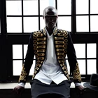 Мужской Стильный Блейзер, черная Золотая куртка с вышивкой, пиджак для ночного клуба, мужской певец и ведущий костюм, европейский стиль, одежда для студийной сцены