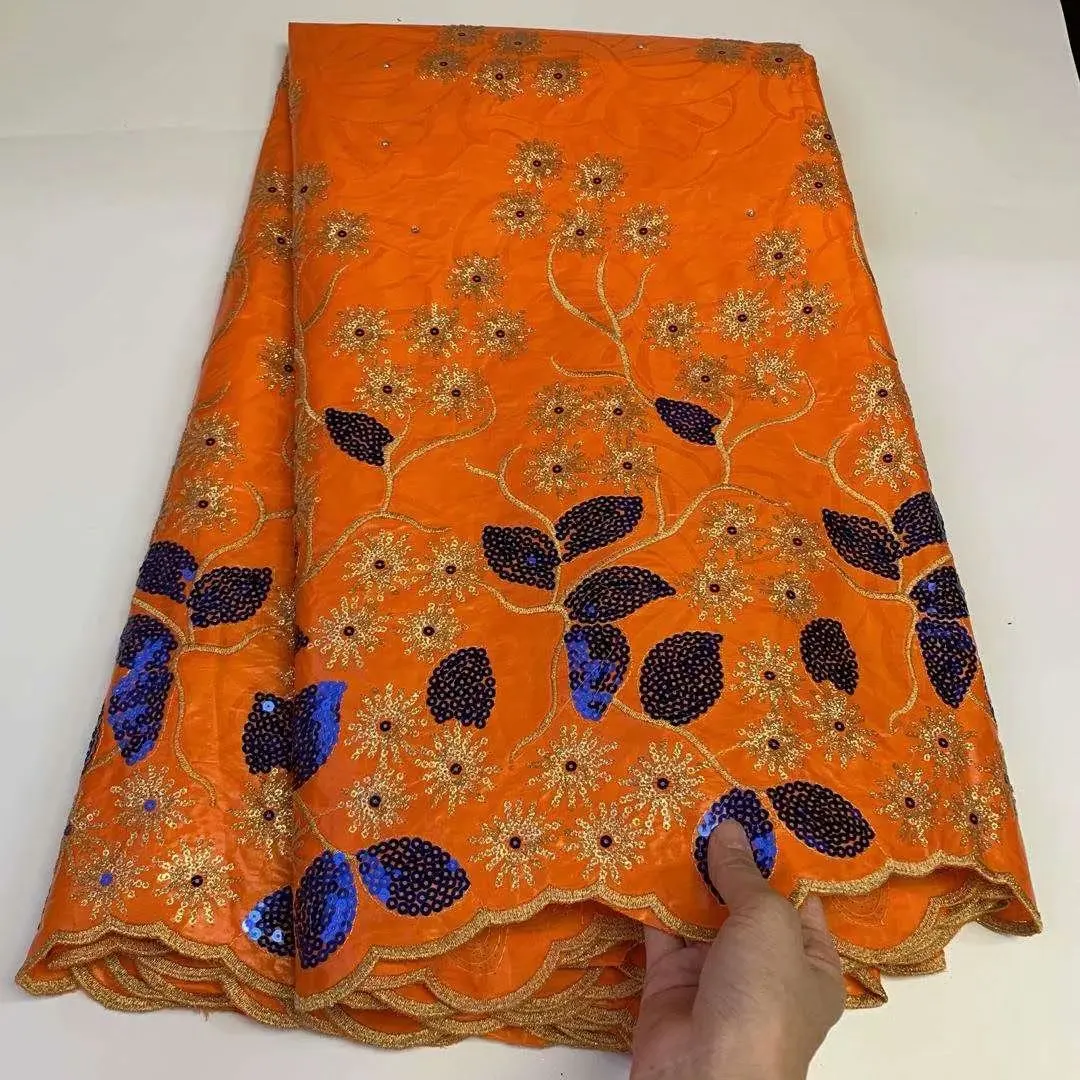 

XSB04 Wholesale African Bazin Riche fabric with sequins,good looking embroidered cotton brocade fabric for lady dress!