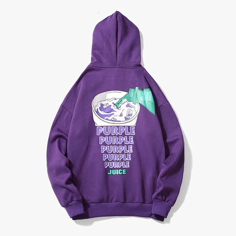Мужские забавные флисовые толстовки с принтом фиолетового сока повседневные