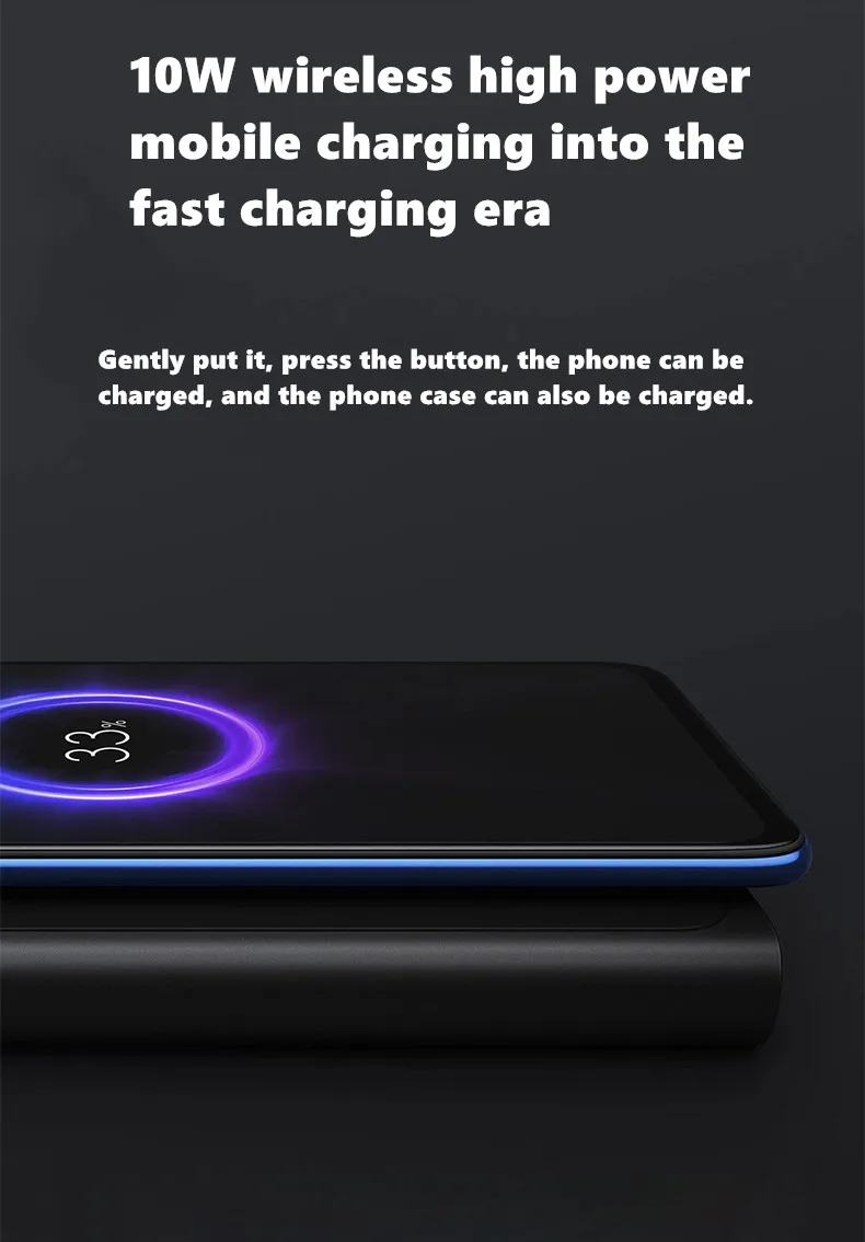xiaomi18W беспроводная мобильная мощность 10000mAh power bank Qi стандартная Сертификация портативный 2USB-C двухсторонняя Быстрая зарядка