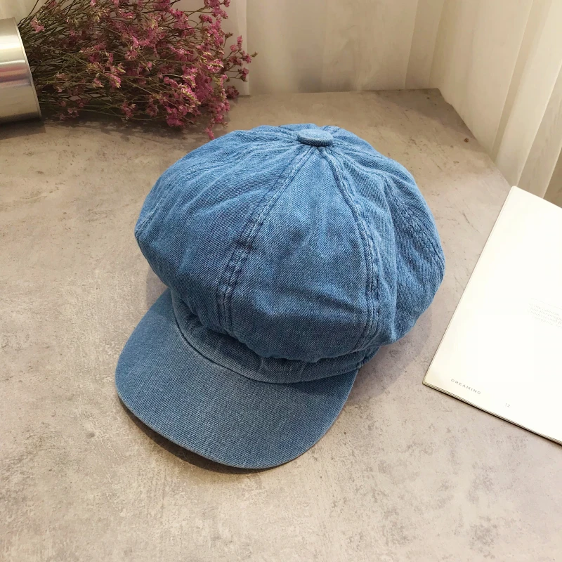 

Octagonal Hat Women Korean All-match Casual Newspaper Boy Painter Lady Cap Autumn Winter Pure Color Fashion Female Caps H7303