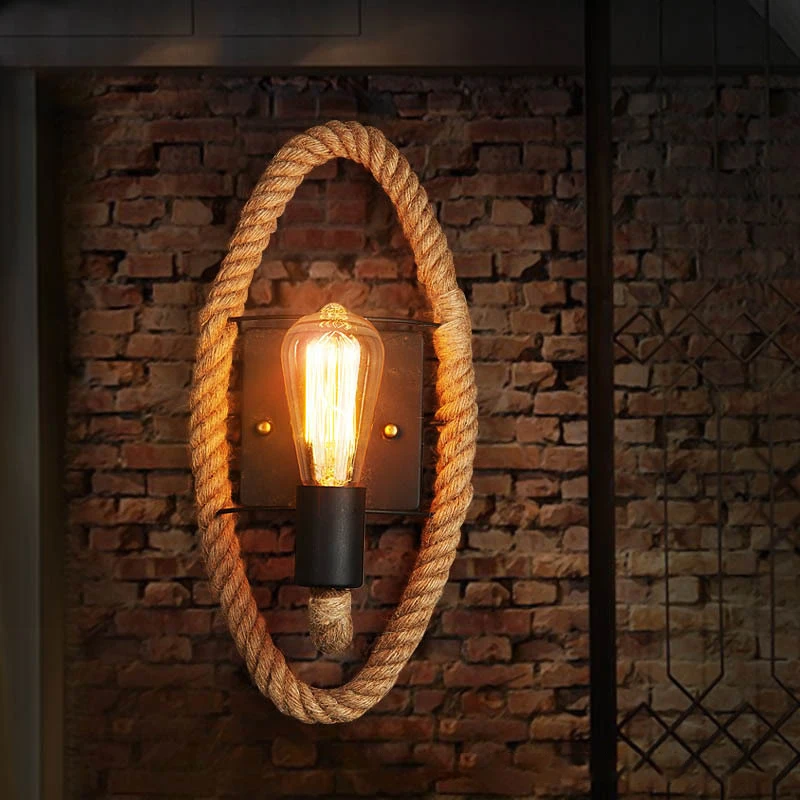 

Винтажный настенный светильник moonlux из пеньковой веревки, декоративный ночник без лампочки для коридора, бара, ресторана