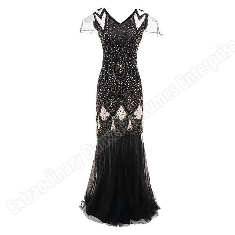 Новинка длинное винтажное платье с оборками большие Гэтсби 1920s расшитое бисером
