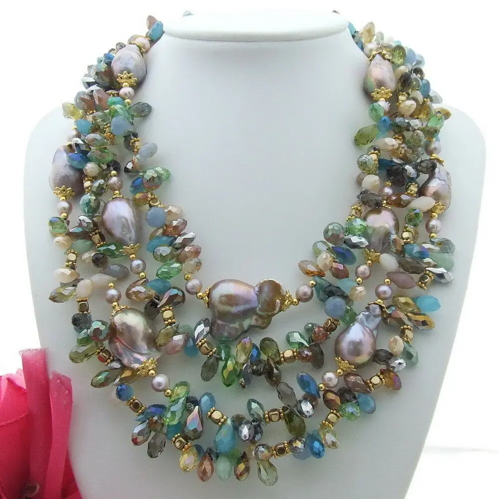 YYGEM 4 пряди Браслет из пресноводного культивированного фиолетовый Кеши