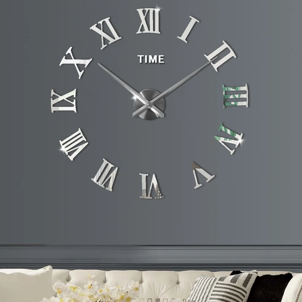 DIY 3D большие настенные часы современный дизайн с наклейкой 2020 новый домашний