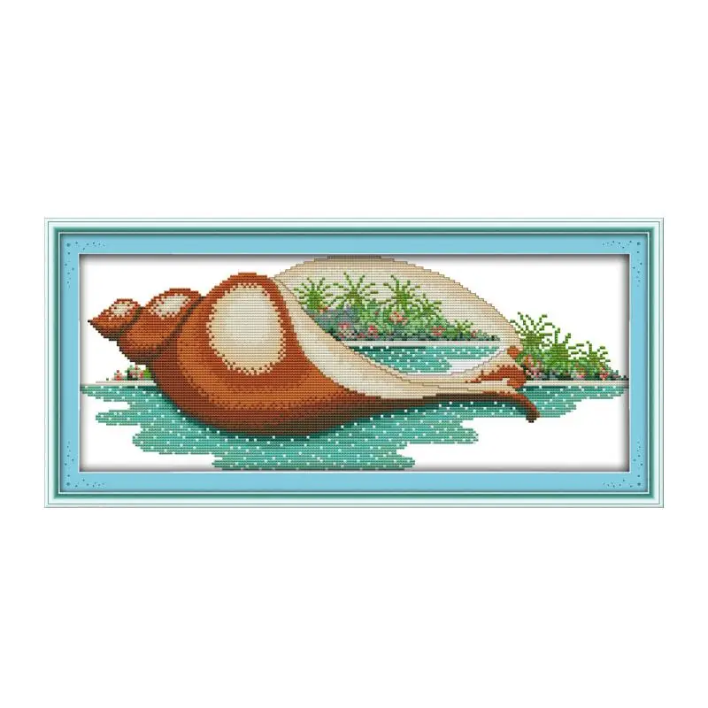 

The scenery in the conch cross stitch kit landscape 14ct 11ct count print canvas stitches embroidery DIY handmade needlework