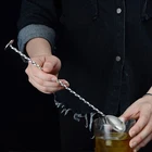 Коктейльная ложка из нержавеющей стали, шейкер со спиральным узором для напитков, бармена, барная ложка, инструмент с двойной головкой, перемешивающий стержень, микшерная ложка