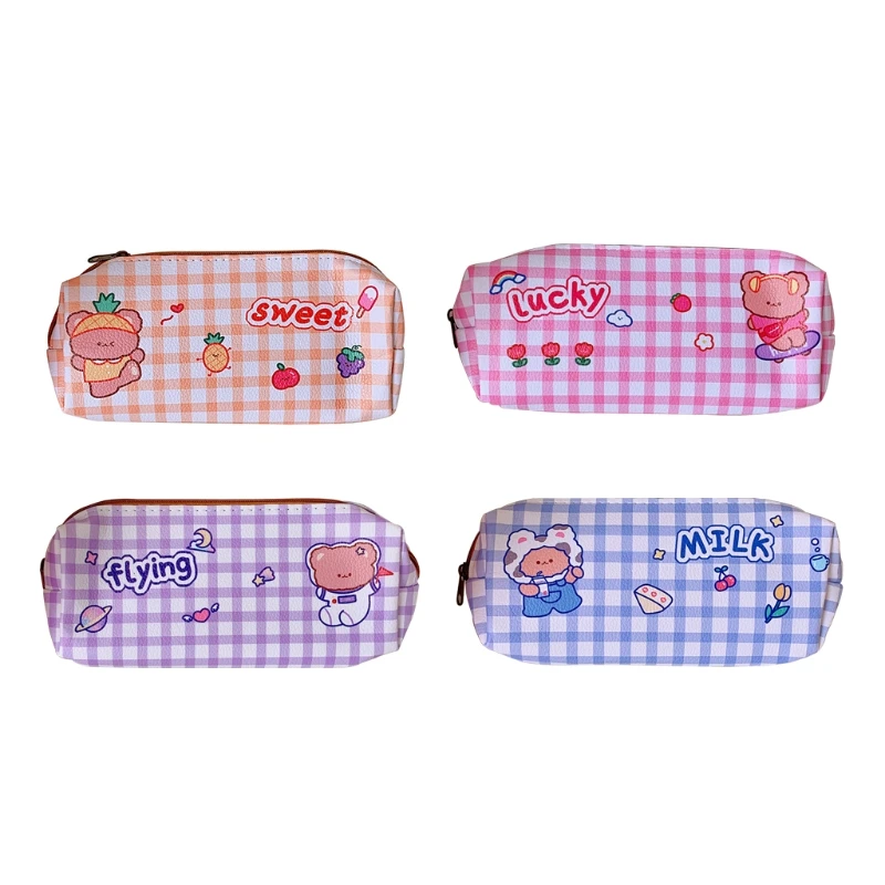 

Kawaii Bear из искусственной кожи сумка для карандашей, большая емкость, сумка для ручек, сумка на молнии, косметичка, сумки для макияжа, школьные ...