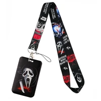 DZ2583 Halloween Horror Movie Lanyard For Keys Chain Card Cover Pass Phone Charm Badge Holder Key Ring Straps Accessories