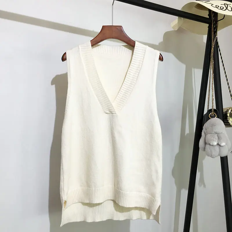 

women's V-neck knitted vest sweater autumn and winter Korean loose wild sweater vest sleeveless sweater