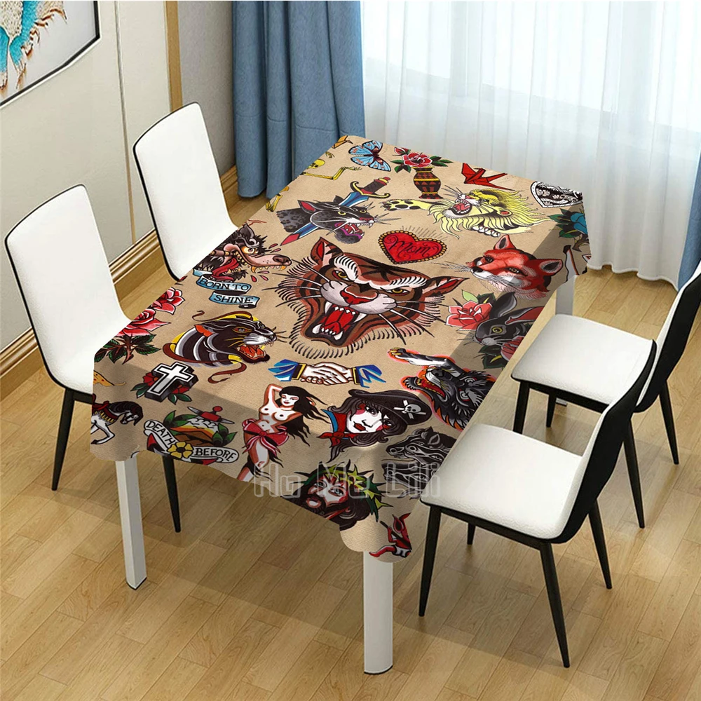 Americano tradicional de tatuajes mantel para Picnic barbacoa cocina comedor Decoraci&oacute;n-0