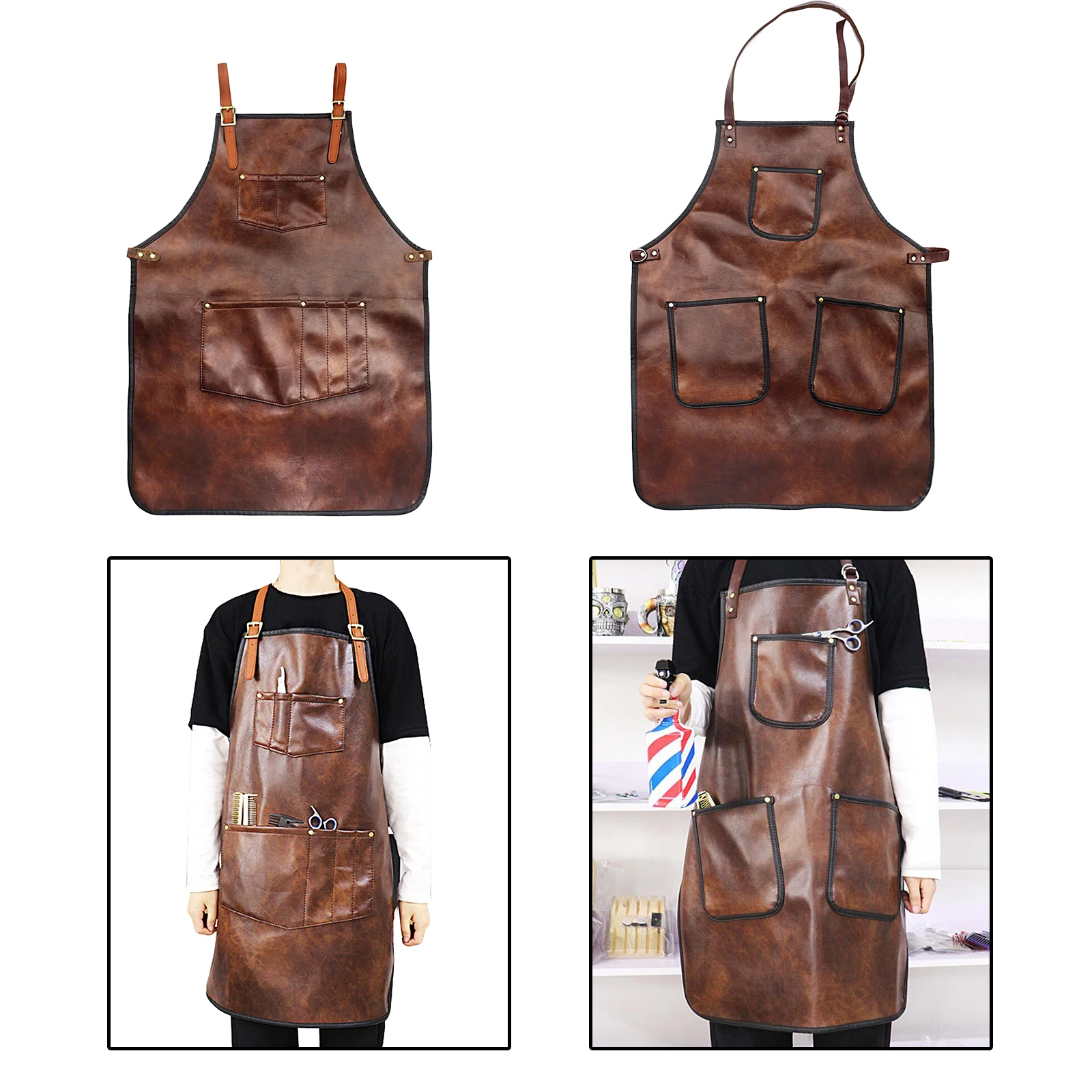 

Professional CrossBack PU Leather Barber Apron Adjustable for Men and Women