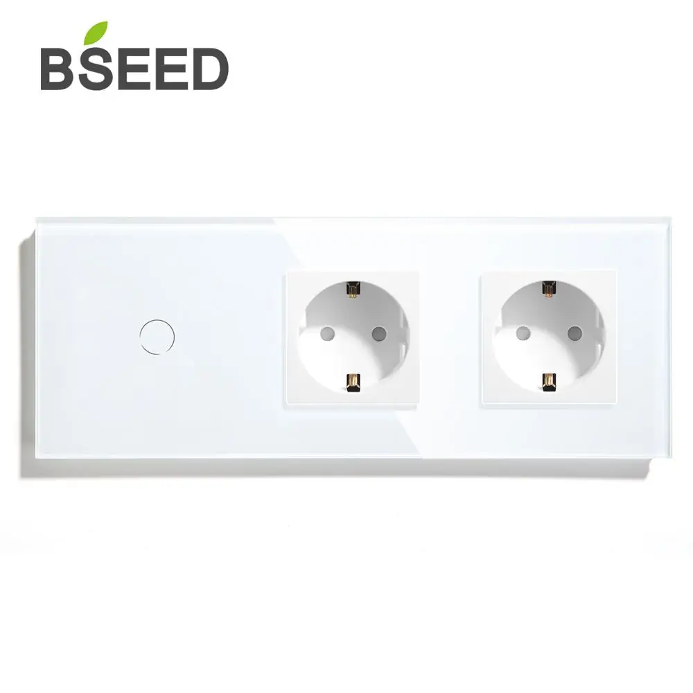 Сенсорный выключатель BSEED европейского стандарта с двойной розеткой черная