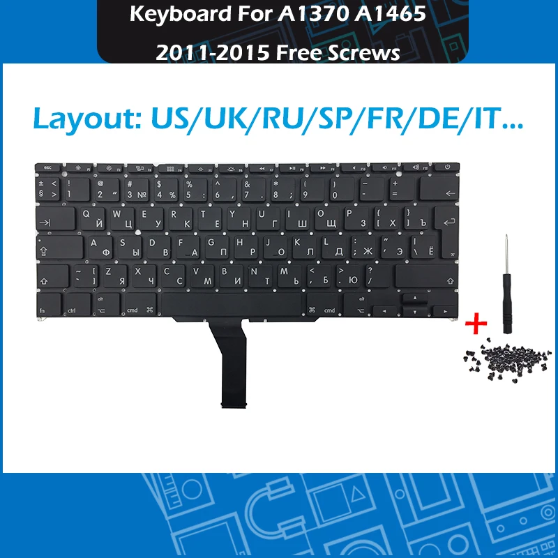 

Laptop US UK RU SP FR IT A1370 A1465 Keyboard For Macbook Air 11" A1370 A1465 Keyboards 2011-2015 Year