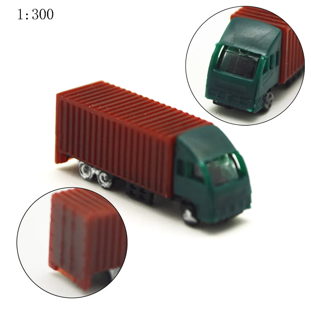 

1/300 Scale Model Car Container Truck Toys ABS Plastic For Train Layout 10pcs Sand Table Mini Simulation Building Diorama