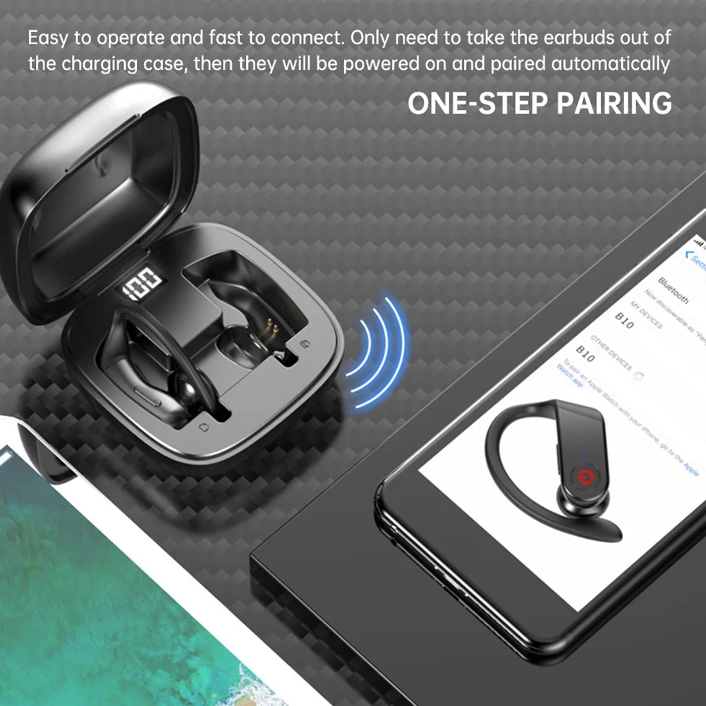 

Hot Wireless Earbuds Bluetooth 5.0 Headphones B10 Deep Bass Sound Hi-Fi Stereo Noise Cancelling LED Display for iPhone Android