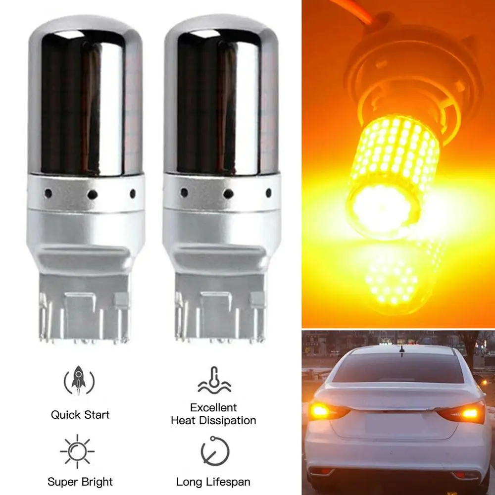 

NEW 2PCS W21W P21W PY21W T20 LED 7440 1156 BA15S BAU15S car led Bulbs lamp For Turn Signal Light brake light 144SMD