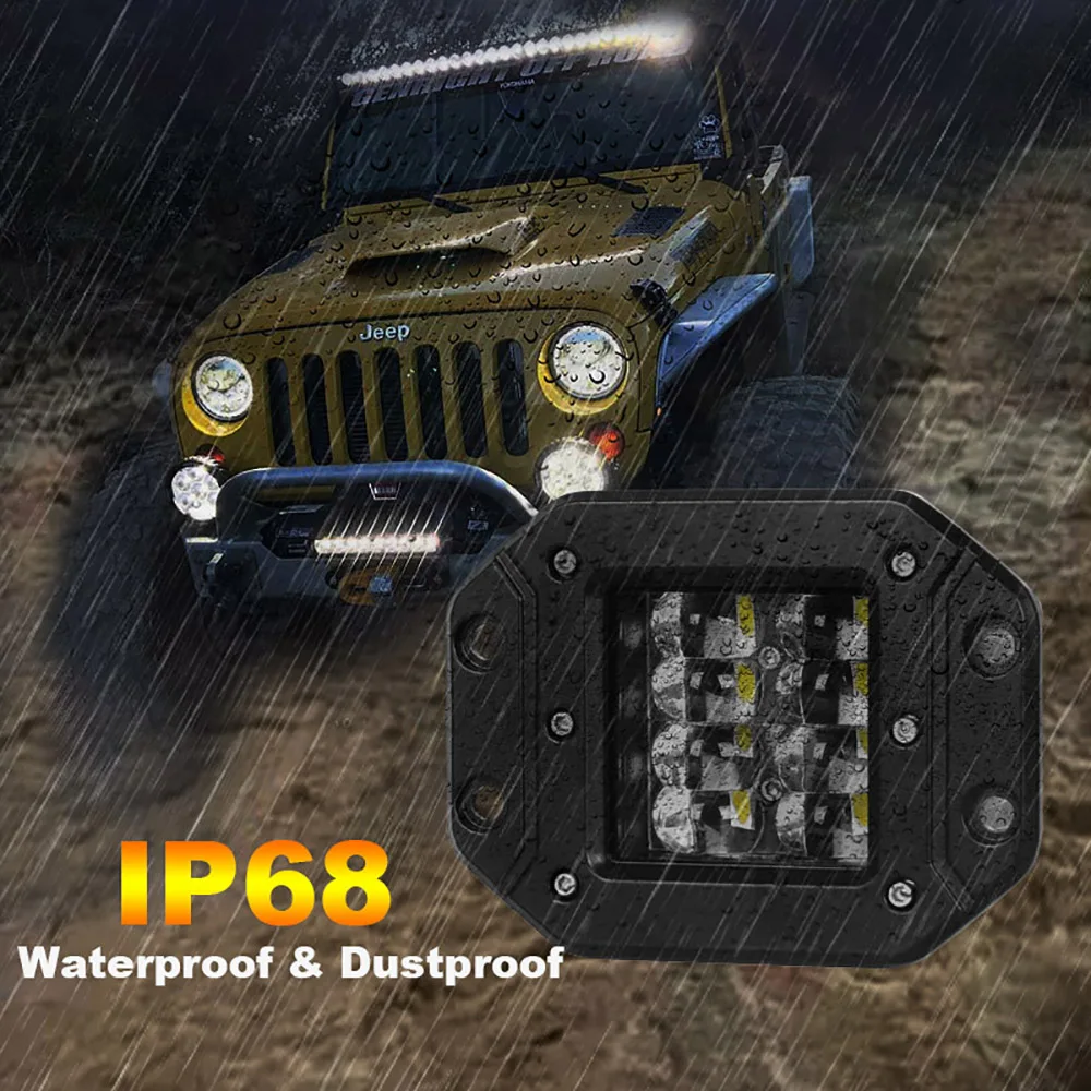 7D 3 &quot5&quot светодиодный рабочий светильник четырехрядный заподлицо внедорожный