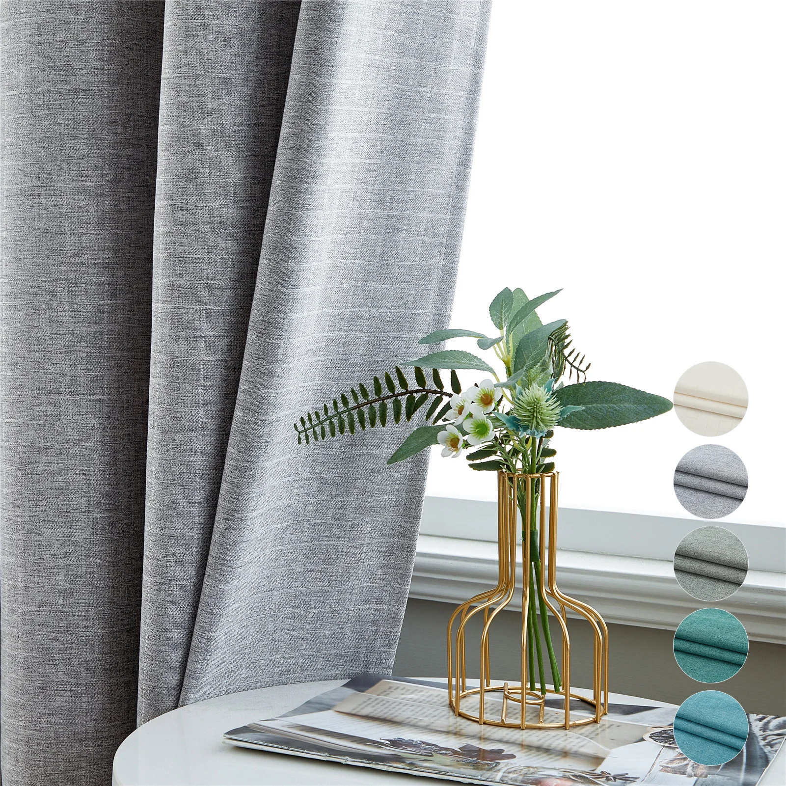 

Modern Blackout Curtains For Living Room Window Curtains For Bedroom Linen Blinds Finished Drape Grey Kitchen Curtain Home Decor