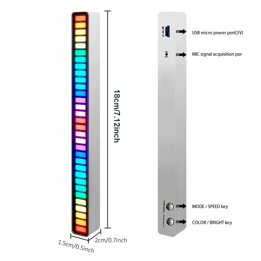 

Креативный RGB-светильник с музыкальным управлением, светодиодный уровень, новинка, Ритмическая лампа, настольная Настройка ПК, подсветка, а...
