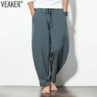 Мужские хлопковые льняные брюки, повседневные однотонные брюки, 2020, размера плюс, лето, M-5XL