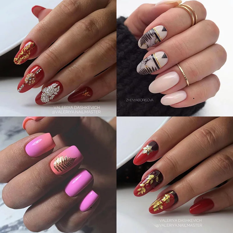 3D осенние наклейки для ногтей самоклеящиеся 3d-слайдеры с листьями марпла сделай